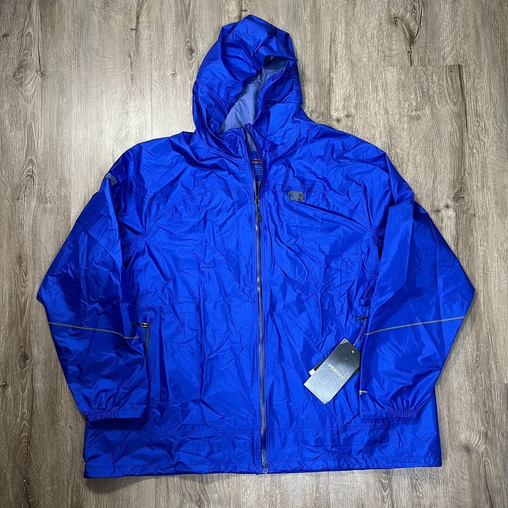 NWT Outdoor Research Helium Rain Jacket Women 3X Waterproof Jacket Blue